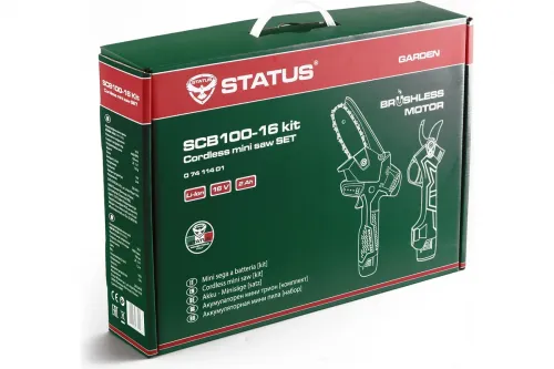 акк пила status scb100-16kit + садовые ножницы купить, цена, фото, описание, характеристики, инструкция, отзывы, недорого купить, скидка, официальный сайт, магазин, самара, заказать