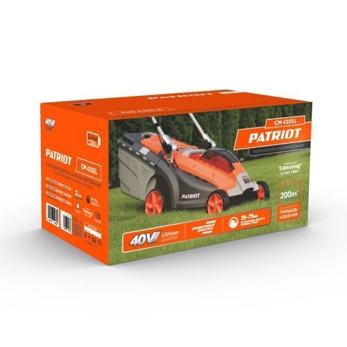 газонокосилка patriot cm 435xl 40в, акб 2,5ач купить, цена, фото, описание, характеристики, инструкция, отзывы, недорого купить, скидка, официальный сайт, магазин, самара, заказать