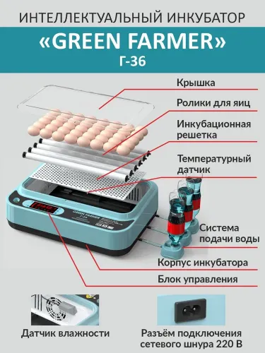 инкубатор green farmer г-36 купить, цена, фото, описание, характеристики, инструкция, отзывы, недорого купить, скидка, официальный сайт, магазин, самара, заказать