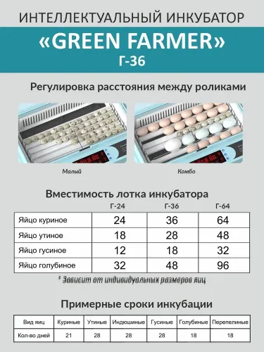 инкубатор green farmer г-36 купить, цена, фото, описание, характеристики, инструкция, отзывы, недорого купить, скидка, официальный сайт, магазин, самара, заказать